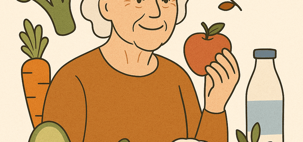 Imagem lustrativa relacionado alimentação saudável e velhecimento