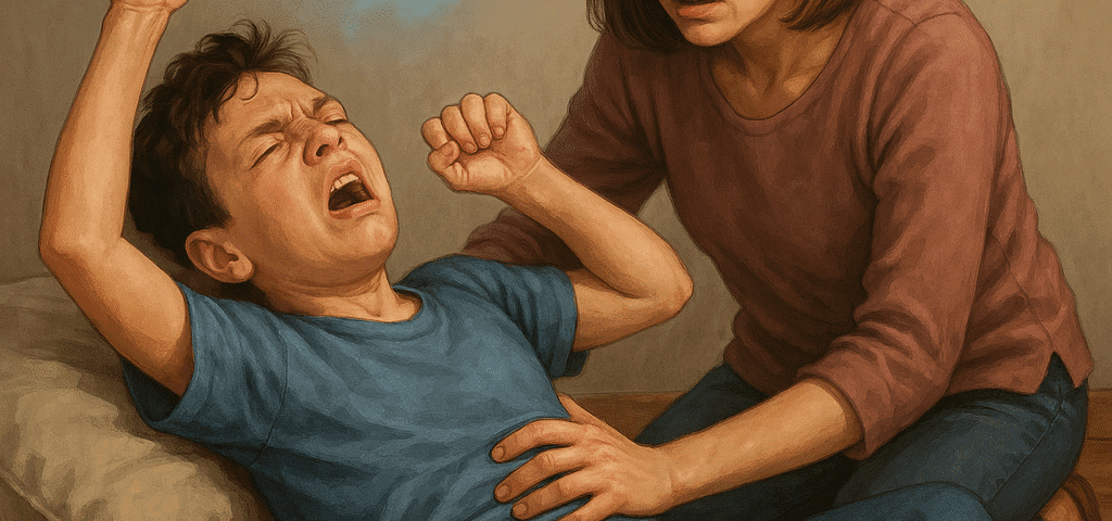 Imagem Ilustrativa de uma criança em quadro epiléptico tônico-clônico